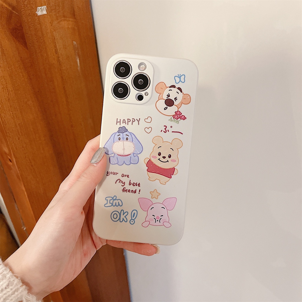 Ốp điện thoại viền silicon mềm in hình gấu Pooh thích hợp cho iPhone 13 / 12 Pro Max 11 Xr 6 7 8 Plus