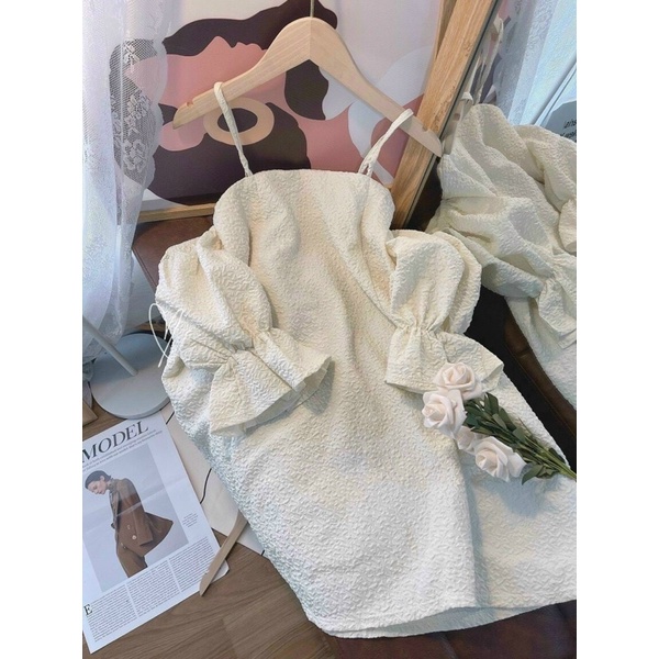 ĐẦM RỚT VAI BỒNG KEM