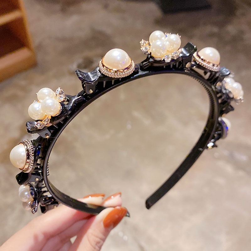 Fashion Rhinestone Braided Hair Band Sweet Girl With Bangs Fixed Head Band Hair Band Hair Accessory YUE
