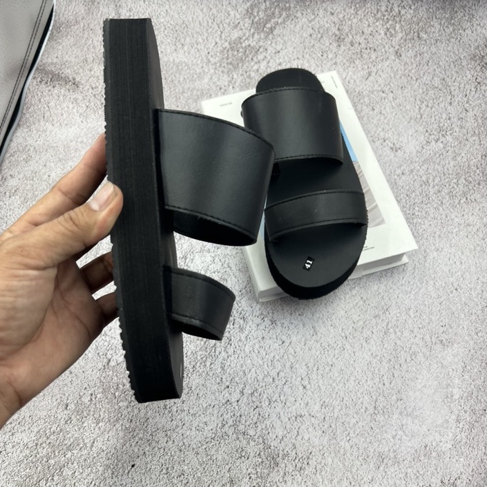 Dép 2 quai ngang nữ màu đen đế bằng 3 phân - sandal đồng nai