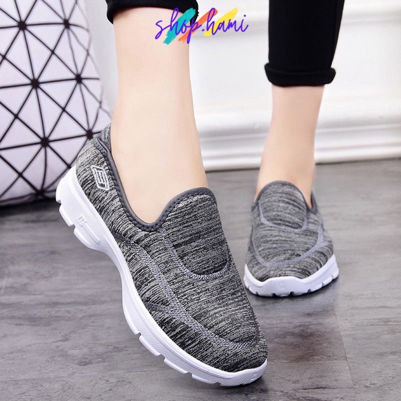 Giày Thể Thao Nữ Đẹp 2020 Không Dây Tiện Lợi  Mềm Mại Với 4 Màu Xanh Hồng Đen Ghi SHOP HAMI G09