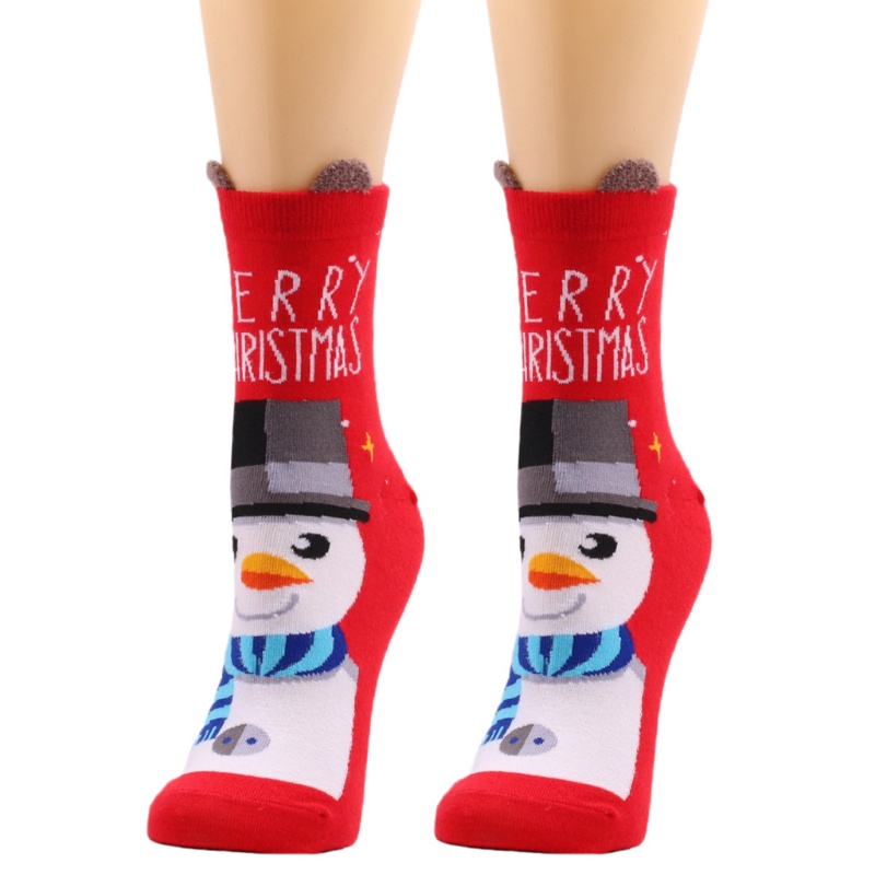 Vớ cotton dệt kim mềm co giãn họa tiết giáng sinh dễ thương cho nữ tùy chọn màu sắc