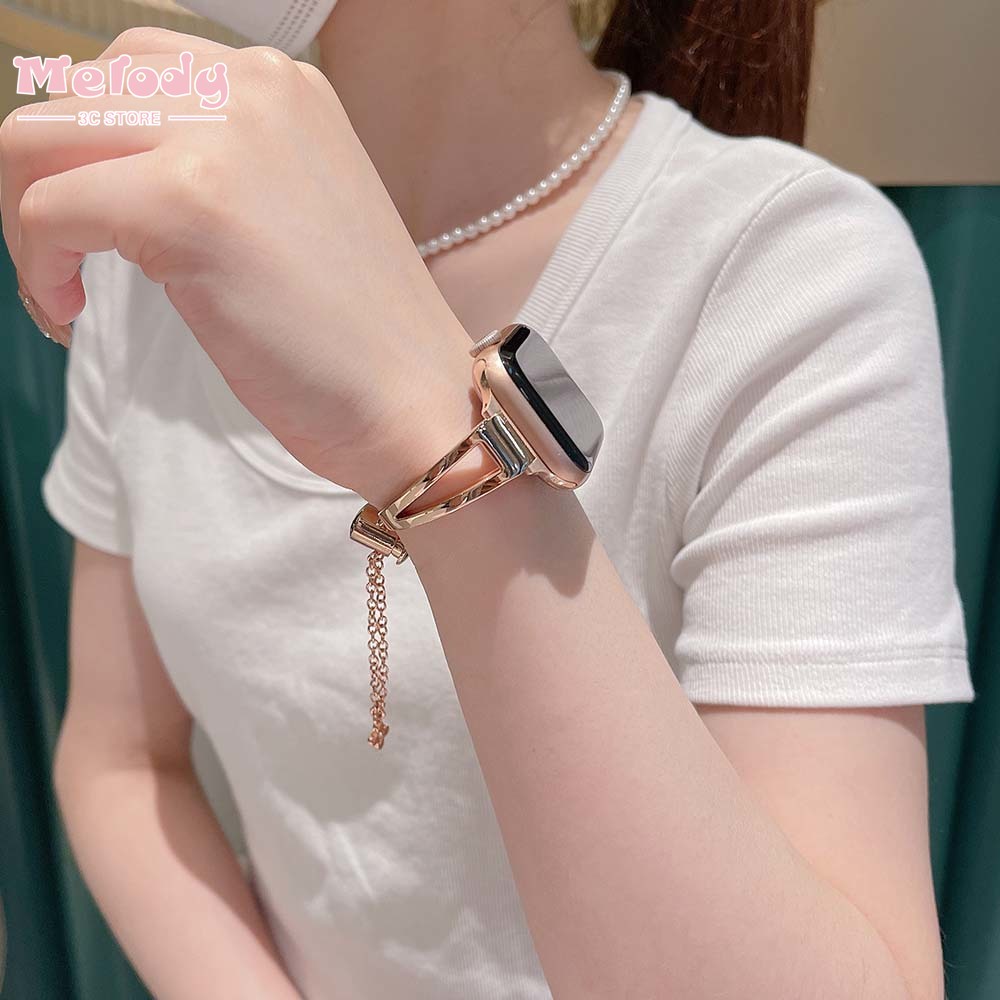 Dây Xích Kim Loại Hình Tam Giác Cho Đồng Hồ Thông Minh Apple Watch Series 7/6/5/4 iwatch 45/44/42/41/40/38mm