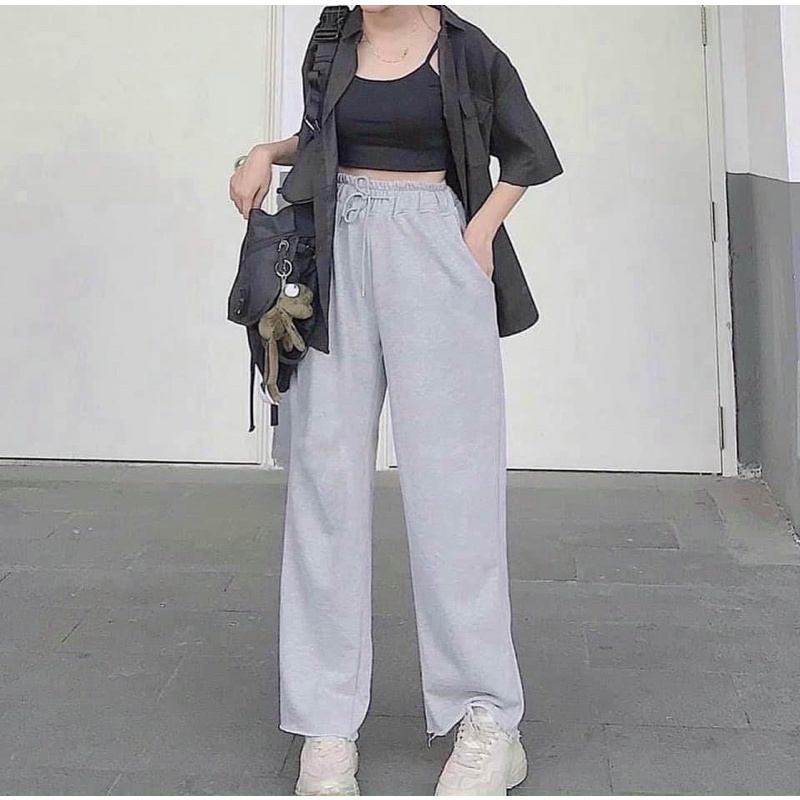 Quần Ống Rộng Nỉ Trơn Form Rộng Unisex Nam Nữ - Quần Culot Unisex