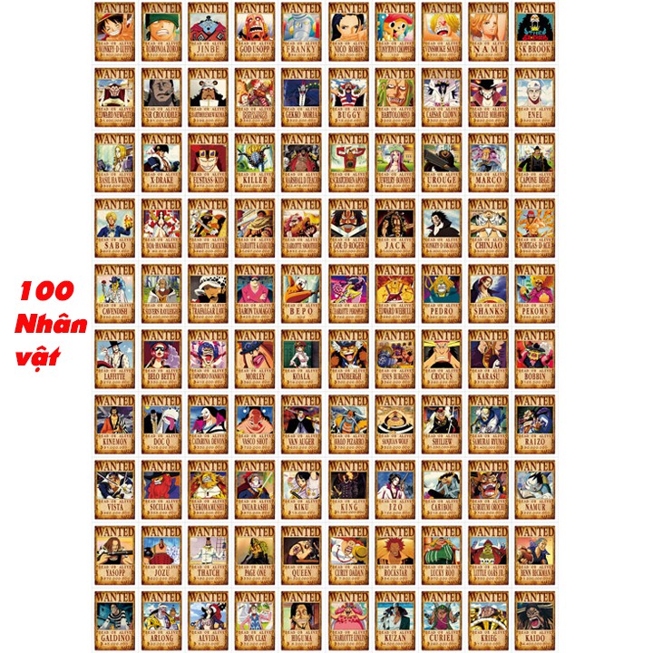 100 Poster truy nã size A6 nhân vật One Piece