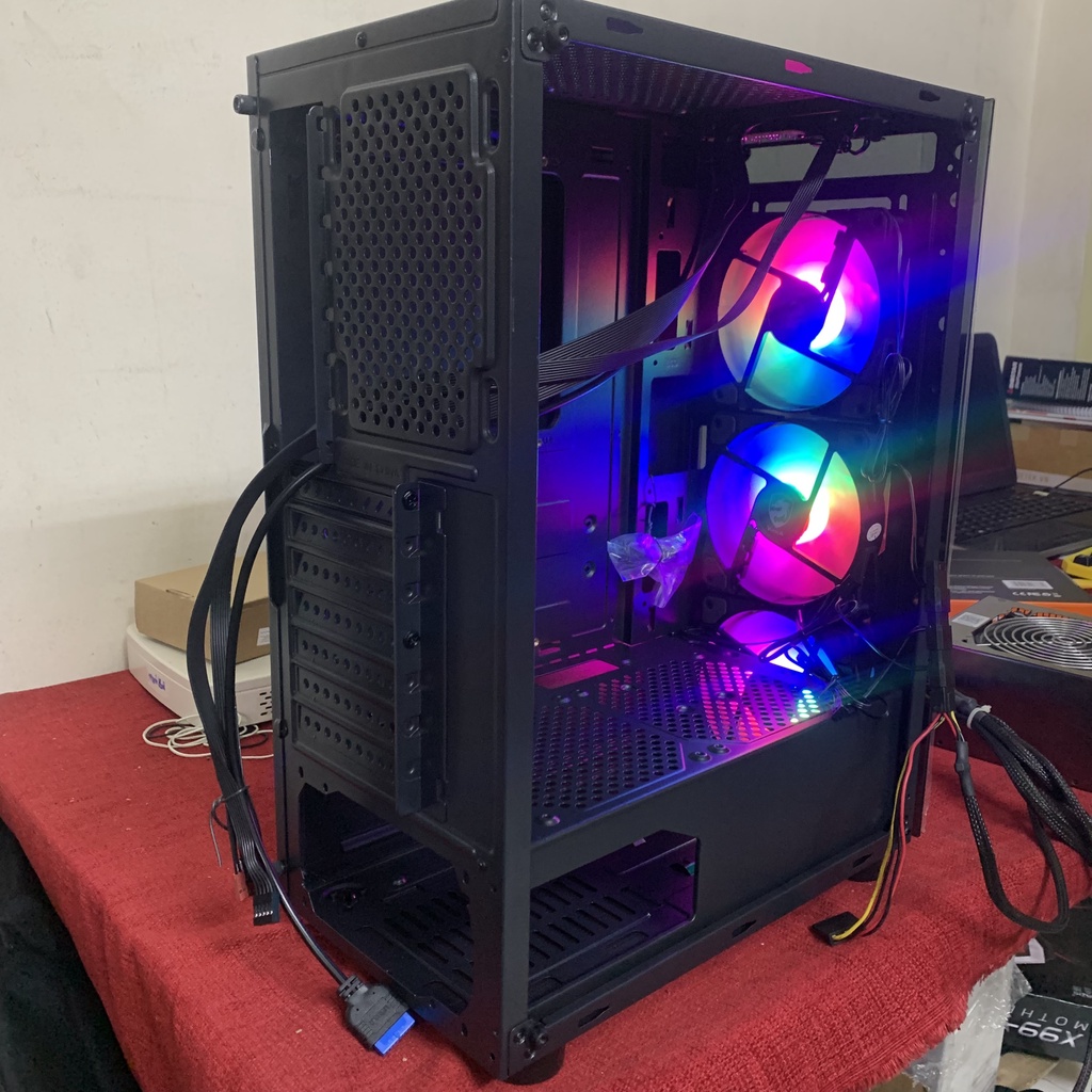 Vỏ case máy tính Vitra Poseidon G5- Kèm 3 fan Led RGB/ 2 mặt kính