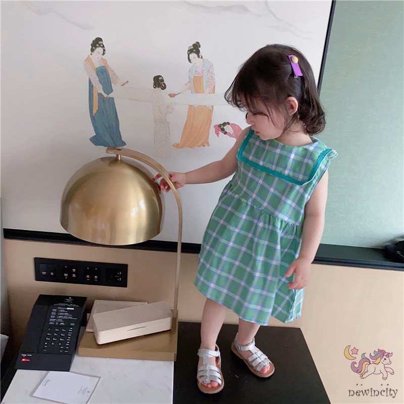 Đầm Bé Gái Sọc Ca Rô Xinh Xắn Đáng Yêu