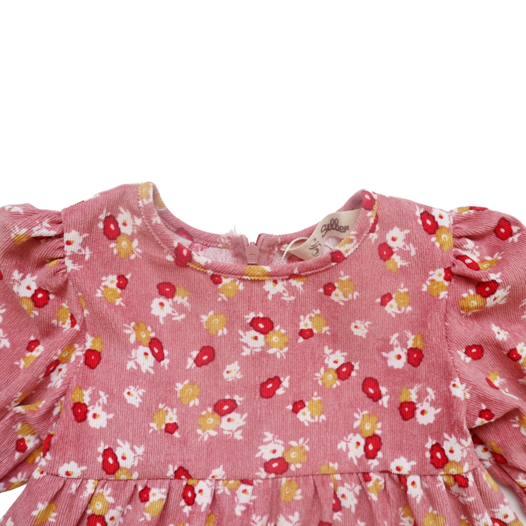 Váy Nhung Hoa Bé Gái 2-10 Tuổi Bồng Vai, Phối Ren Tay SILBER KIDS