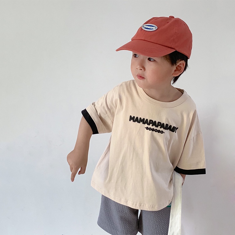 Áo thun chữ Mamapapa 4 màu cho bé trai bé gái phong cách Hàn Quốc 1-9 tuổi B73-21243