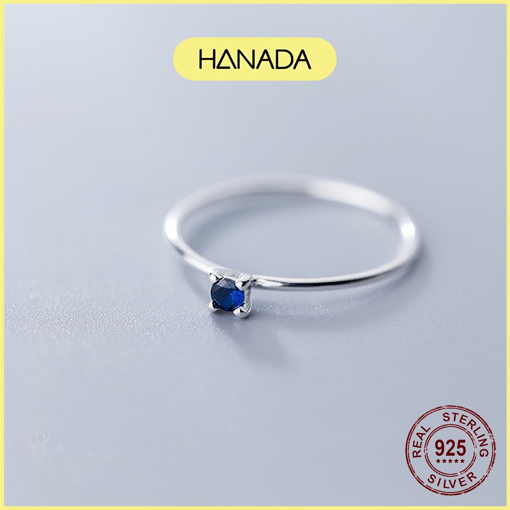 Nhẫn Bạc 925 Hanada N1234.R.1.B.160.0640 Đá Xanh