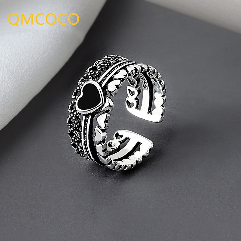 Nhẫn Bạc Thái Hình Trái Tim Màu Sắc Cổ Điển Sáng Tạo Thích Hợp Làm Quà Tặng Cho Cô Dâu