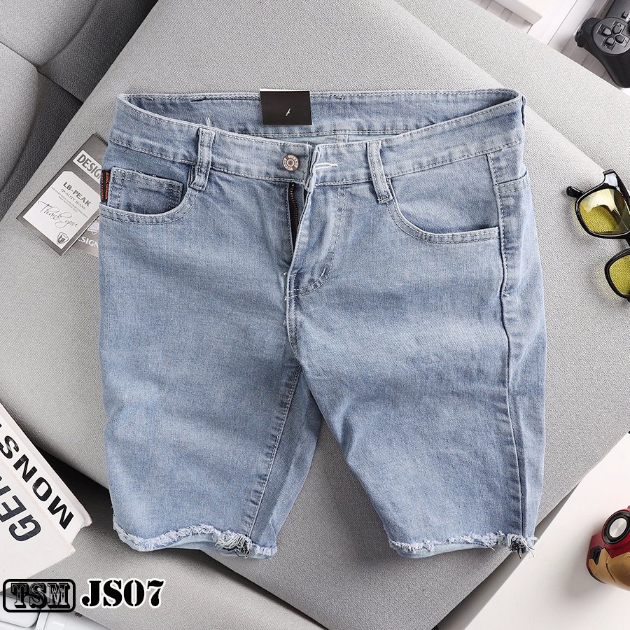 Quần short jean nam cao cấp HALLA quần bò ngố chất bò co dãn wash trẻ