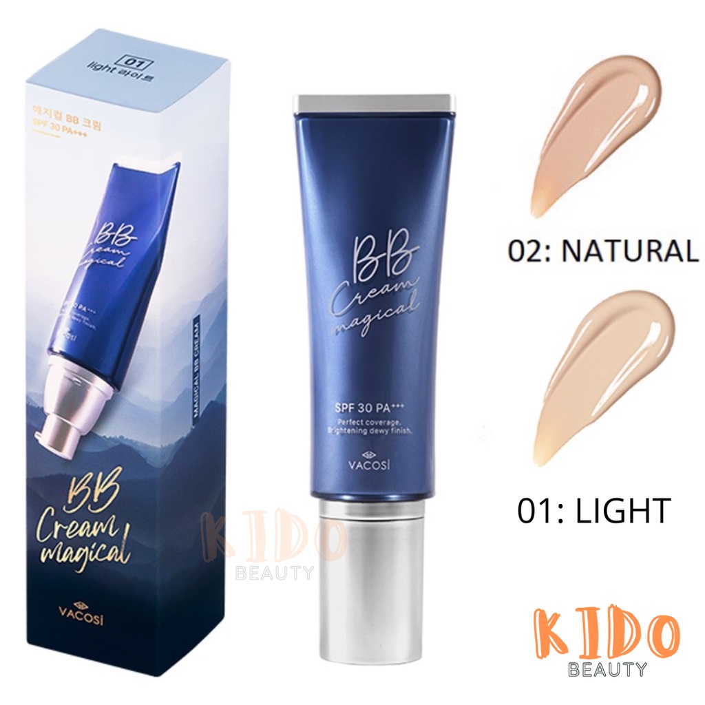 Kem BB‎ Cream kem nền trang‎ điểm Vacosi màu da tự nhiên/màu sáng da VACOSI NATURAL MAGICAL BB CREAM 45ml