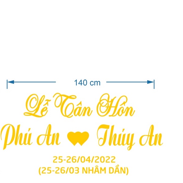 Bộ chữ lễ tân hôn alu vàng gương cho đám cưới đẹp