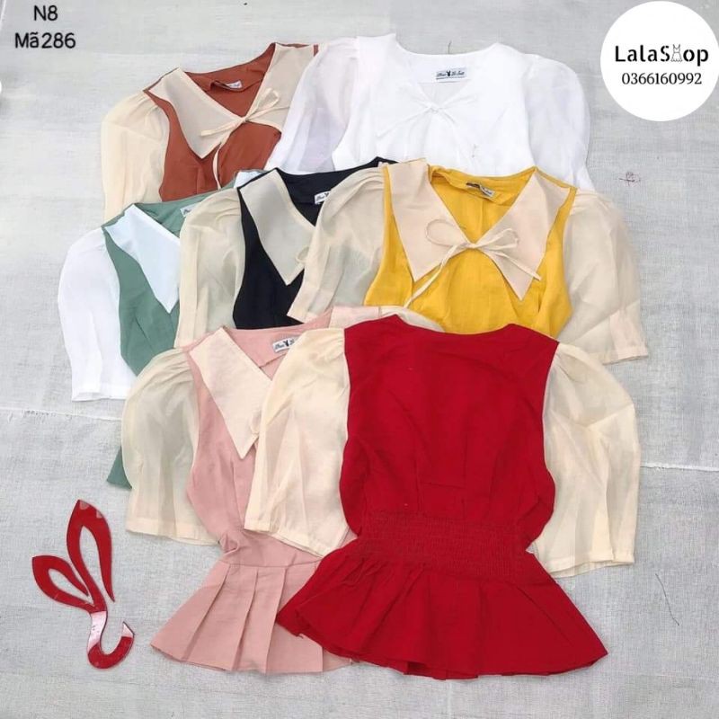 Áo Peplum Cổ Sen Phối Tay Voan Lala Shop