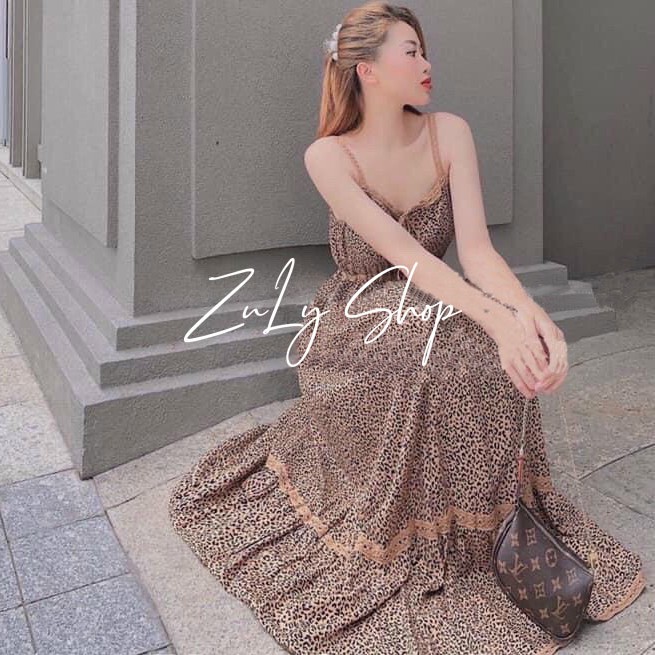 Váy midi 2 dây hoa báo sang chảnh chất đẹp loại 1 Zulyshop