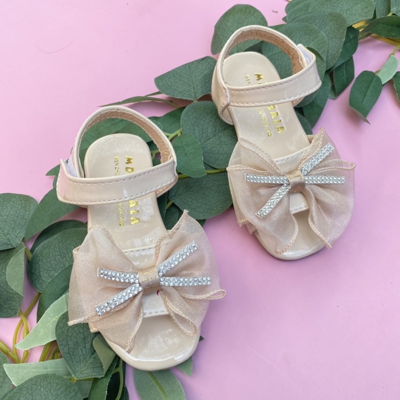 [ẢNH THẬT] SANDAL BÉ GÁI ĐÍNH NƠ CƯỜM TIỂU THƯ