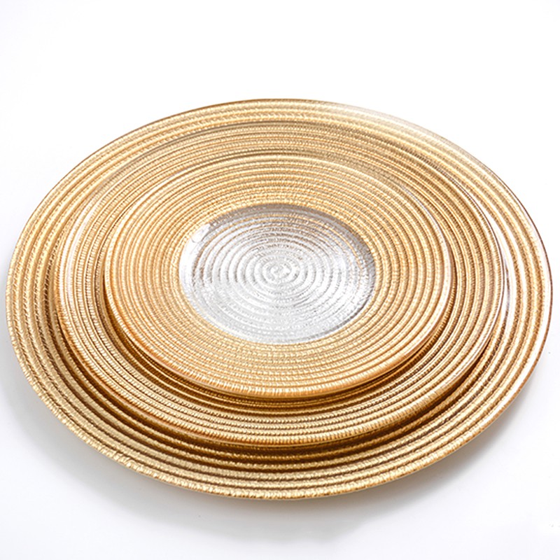 Đĩa Thuỷ Tinh Rơm Vàng [CHÂU ÂU], phong cách sang trọng độc đáo, chịu lực, vàng 18k, giao hàng nhanh chóng.