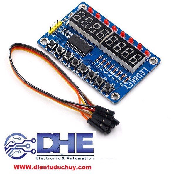 MODULE MÀN HÌNH LED 7 ĐOẠN KỸ THUẬT SỐ TM1638 + BÀN PHÍM