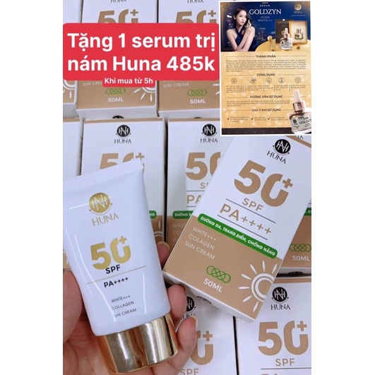 ( Mẫu Mới) Kem chống nắng vật lý Huna SPF 50 PA 4+