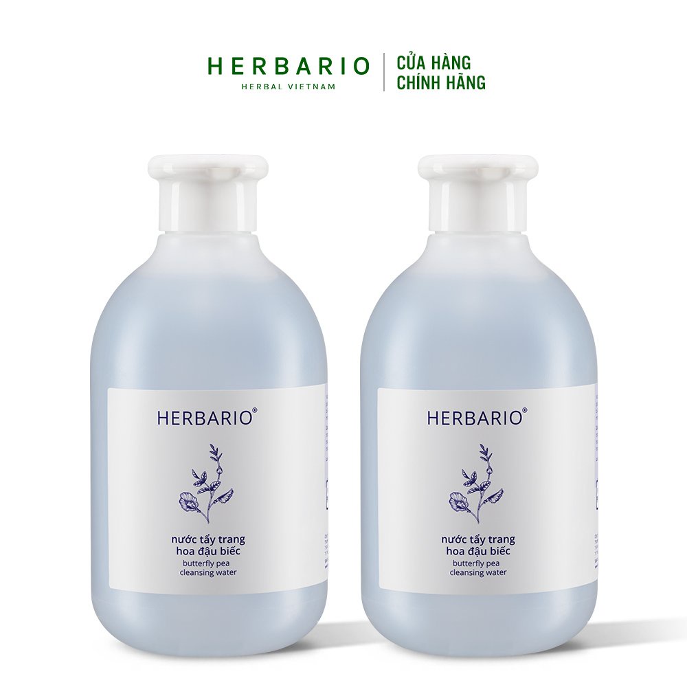 Bộ 2 chai Nước tẩy trang Hoa Đậu Biếc herbario (300ml x 2) giảm lão hóa da