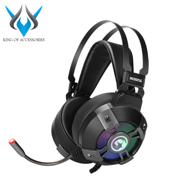 Tai nghe chụp tai 7.1 Marvo HG9015G chuyên game - tích đèn led Rainbow đa màu (Đen)