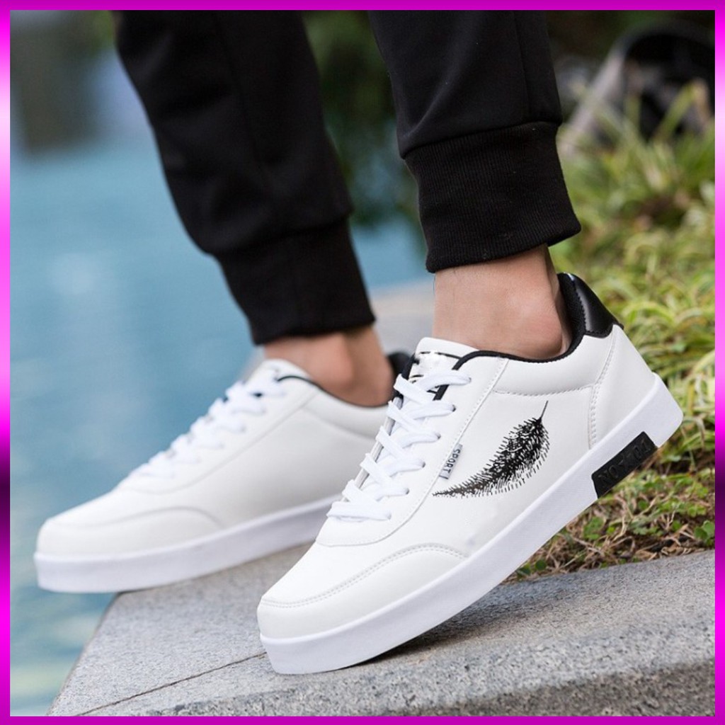 [Mã FAGREEN245 giảm tới 30K đơn 99K] Giày thể thao nam đế bệt có họa tiết lông vũ | BigBuy360 - bigbuy360.vn