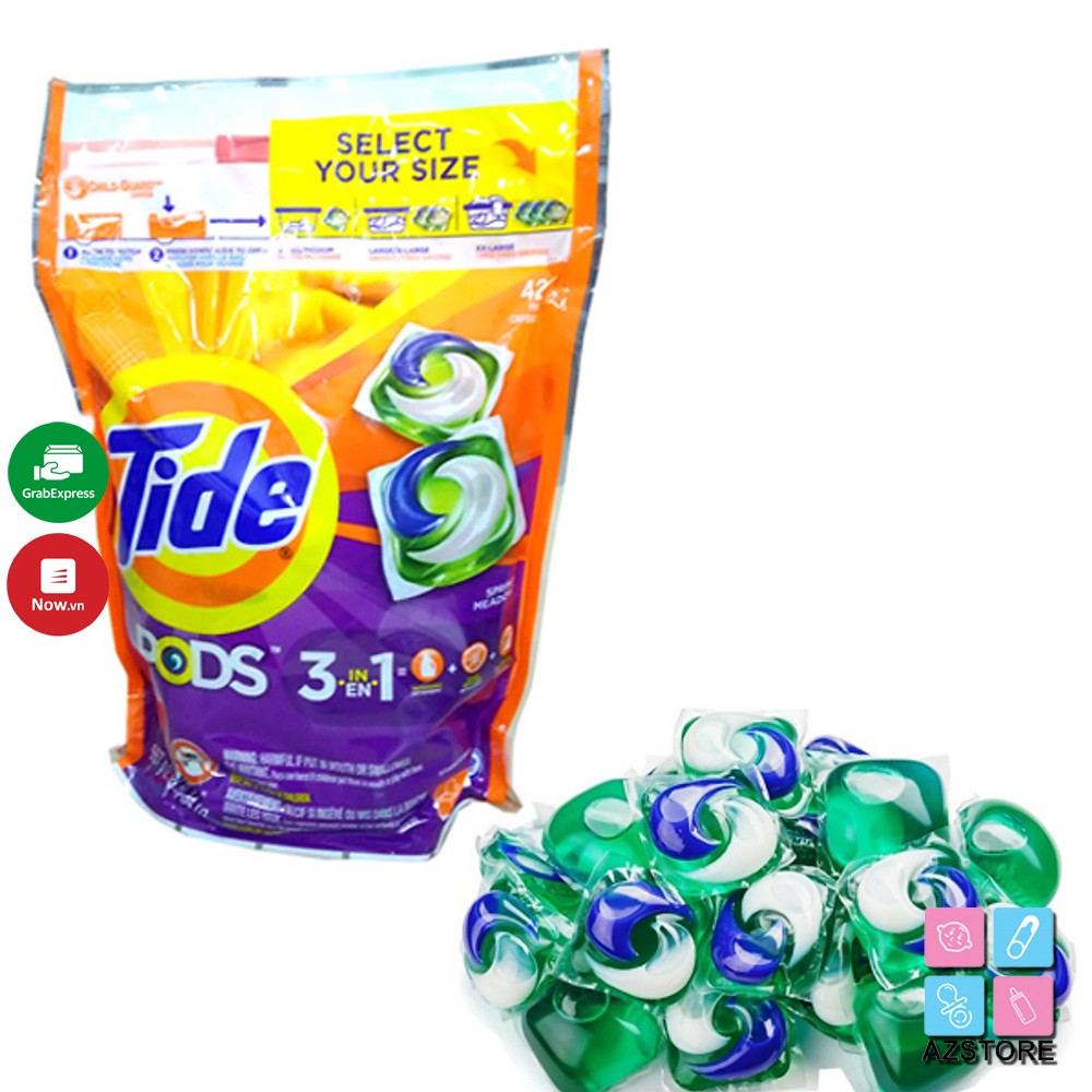 Viên giặt Tide pods 3 in 1 của Mỹ (bịch 42 viên)