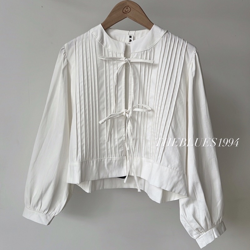 [ ẢNH THẬT KÈM VIDEO ] Áo Sơ Mi Trắng Thô Xếp Li Trước Dáng Croptop Cột Dây | BigBuy360 - bigbuy360.vn