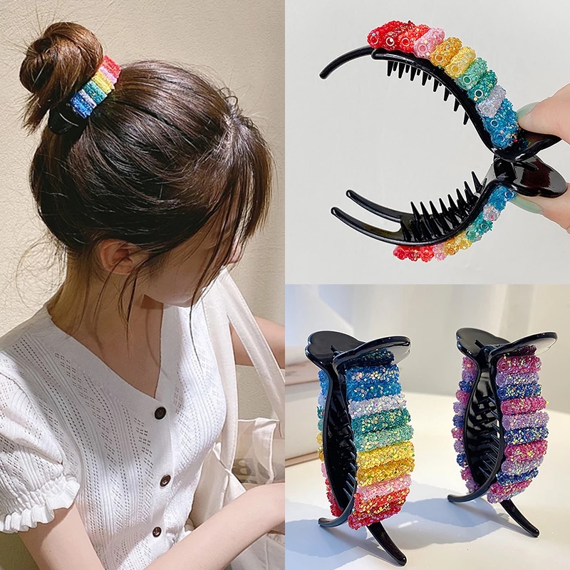 Kẹp Tóc Đính Ngọc Trai Màu Sắc Cầu Vồng Cho Nữ
