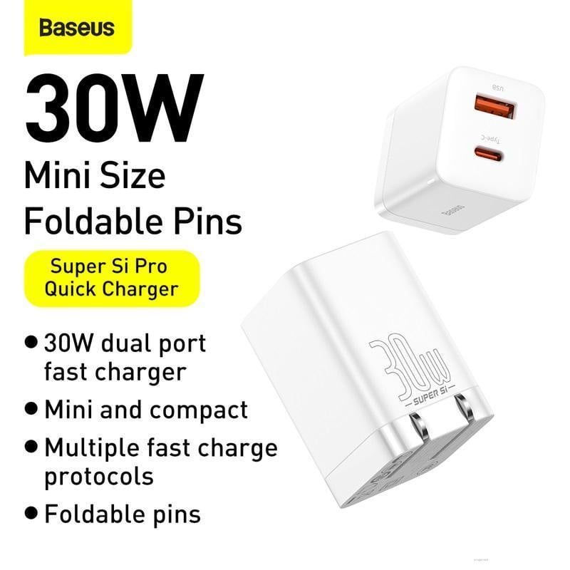 Củ sạc nhanh 30W 2 cổng Chân gập CCSUPP D01 Baseus chính hãng - Bảo hành 12 tháng