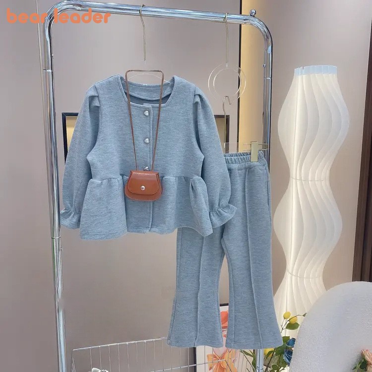 BEAR LEADER Set Đồ Thể Thao Hai Món Thời Trang Mùa Thu 2023 Cho Bé Gái 2-7 Tuổi