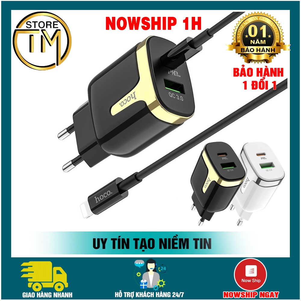 Bộ Sạc Nhanh Iphone Samsung Oppo Hoco C79A 2 Cổng - Hỗ Trợ Sạc Nhanh PD18W + QC 3.0 - Bảo Hành Chính Hãng