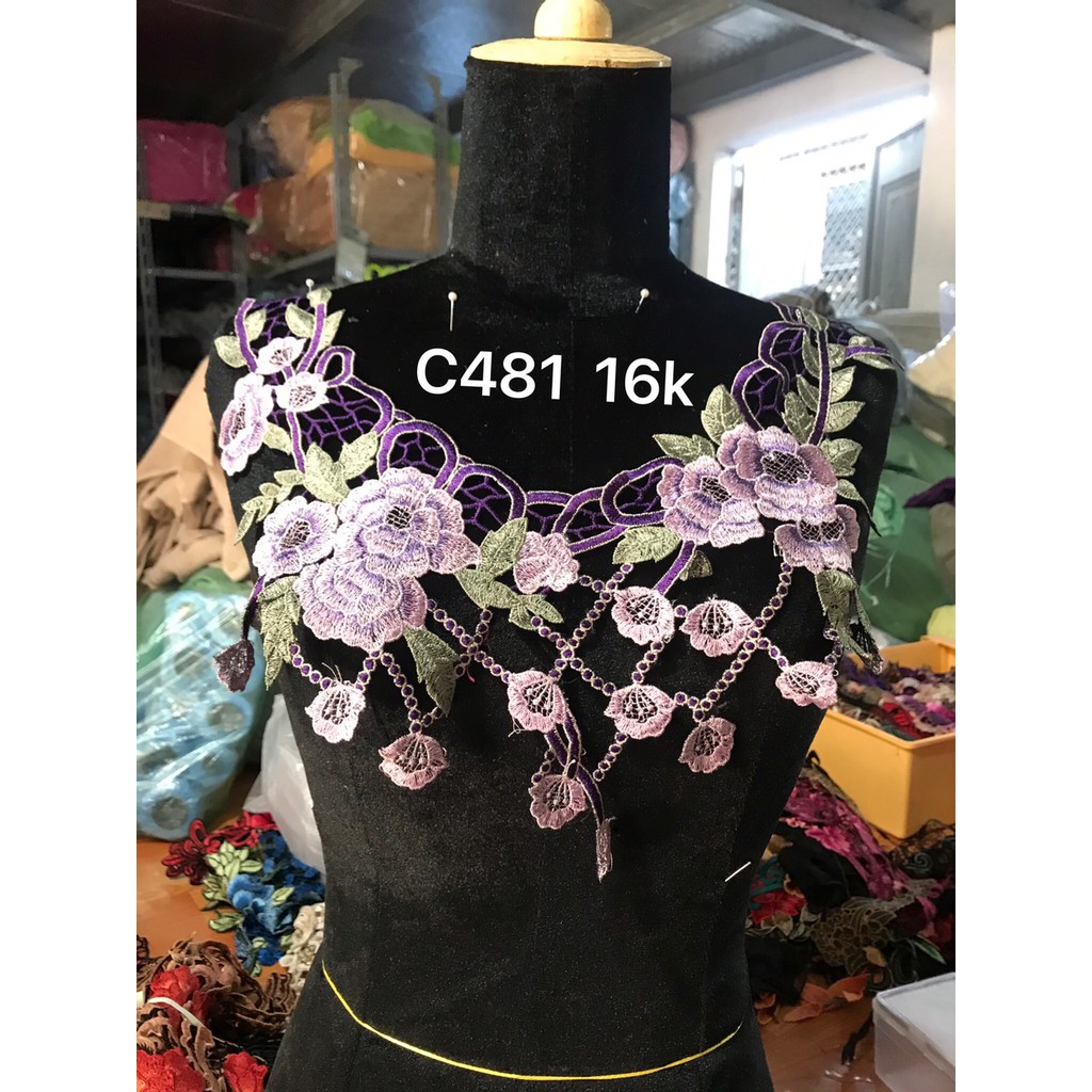 Cổ ren thêu hoa nhiều màu, nhiều mẫu