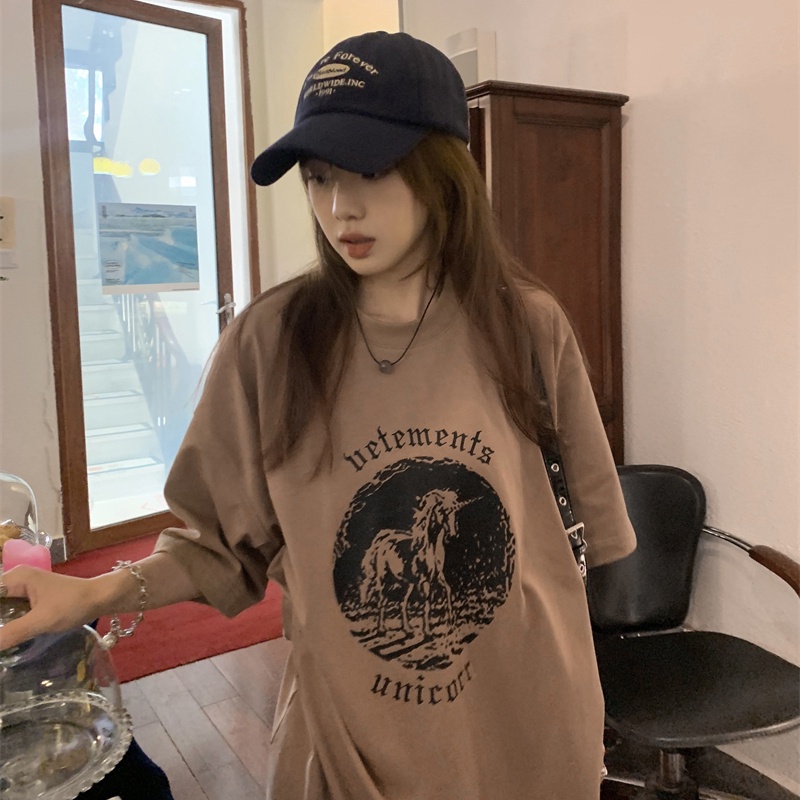 Áo thun NRVP tay ngắn cổ tròn 100% cotton phong cách Hàn Quốc thời trang cho nữ