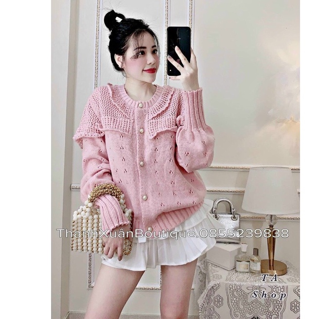 Áo len kiểu Hàn Quốc , áo len nữ form rộng dệt kim tay bồng tiểu thư siêu dễ thương dễ phối đồ dưới 56kg