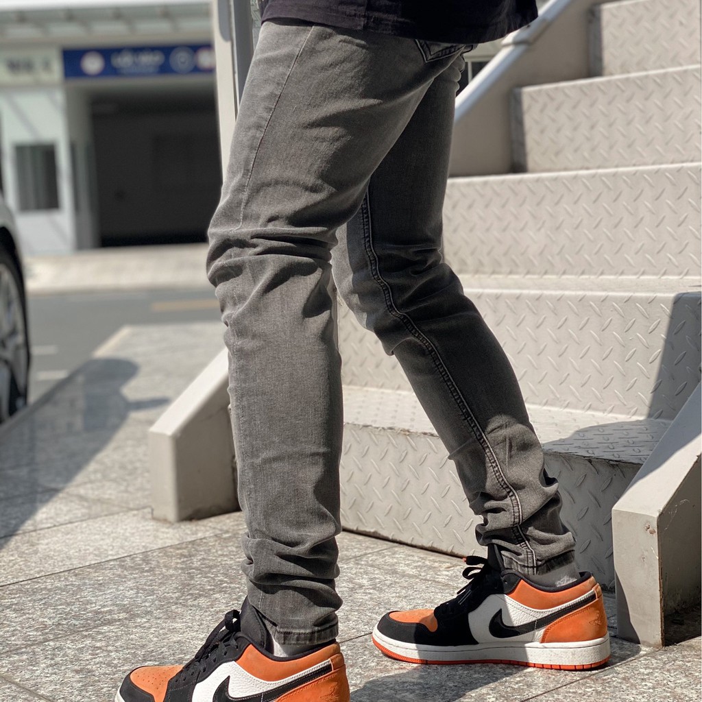 Quần jean nam streetwear cao cấp FNOS NZ6 màu xám trơn form slimfit jean thun co giãn | BigBuy360 - bigbuy360.vn