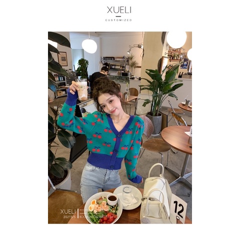 Áo len cherry cổ chữ V mẫu mới hàng xịn đẹp 2 màu | BigBuy360 - bigbuy360.vn