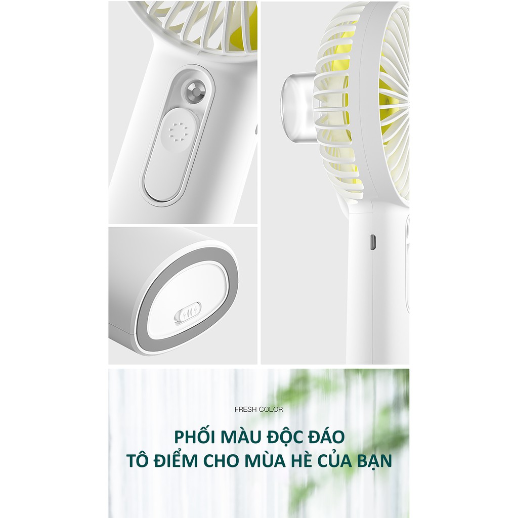 Quạt mini cầm tay phun sương tích điện Jisulife F9 Hot 2020, quạt phun sương 2IN1, lực gió siêu mạnh, tạo đổ ẩm cho da | BigBuy360 - bigbuy360.vn