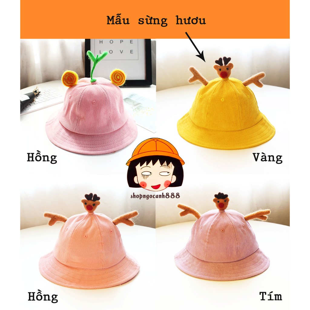 [Full 28 Mẫu Nam Nữ Tự Chọn] Mũ Nón Maruko 3D Rộng Vành Nhiều Kiểu Mầm Cây Bucket Hat Ulzzang Kaki Nhung Siêu Cute ^^
