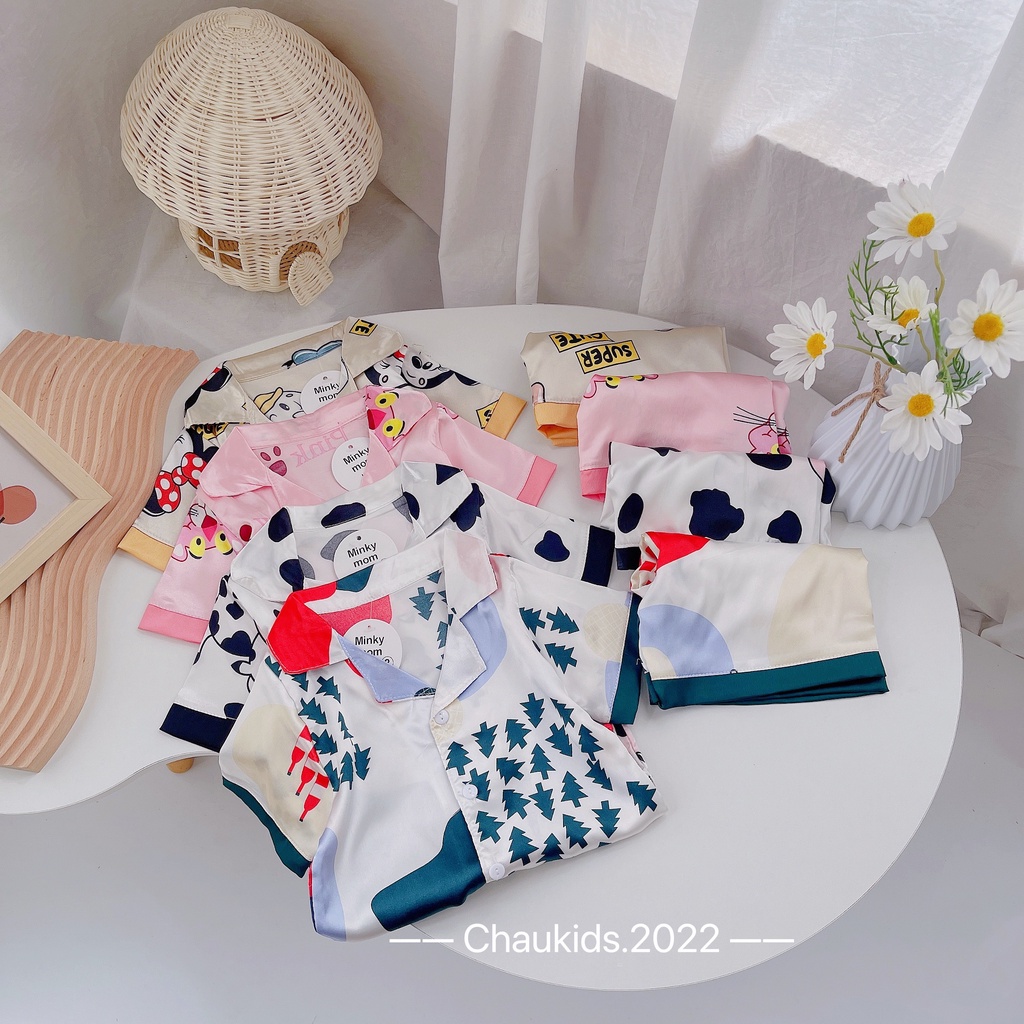 [SALE] Bộ Quần Áo Bé Gái, Bé Trai KIMCHIBABY Vải Lụa Mềm Mát Hoạ Tiết Bò Sữa, Pyjama Cho Bé Mặc Nhà Hè CK29