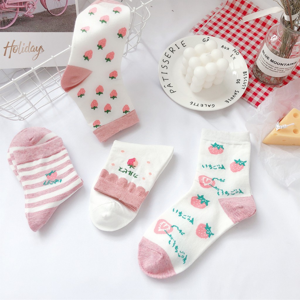 Combo 4 đôi tất cổ cao Hàn Quốc ⚡️ 𝐅𝐑𝐄𝐄 𝐒𝐇𝐈𝐏 ⚡️- Màu hường cực xinh yêu, cotton mềm mại [ĐƯỢC CHỌN MẪU] Mã TX8