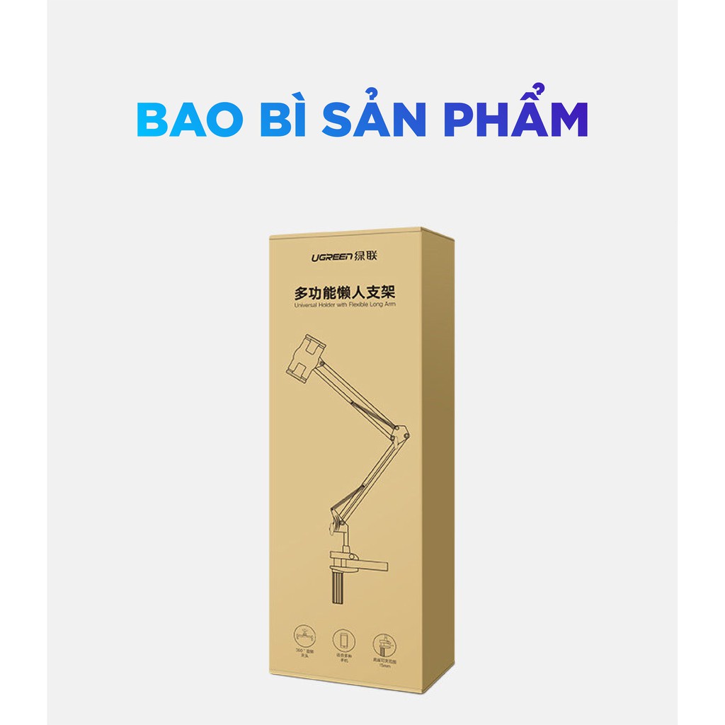 Giá đỡ điện thoại, máy tính bảng kẹp bàn UGREEN LP142 | Chất liệu kim loại | Xoay góc 90 độ | Bảo Hành 18 Tháng 1 Đổi 1.