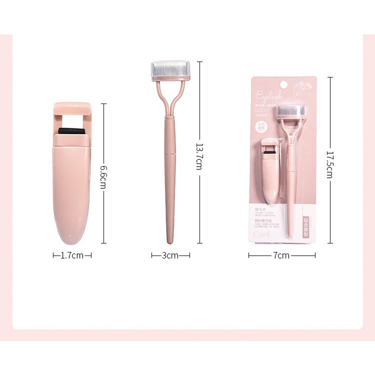 Bộ đôi lược chải tơi mi và bấm mi nhỏ mini Eyelash curler and eyelash comb Malian