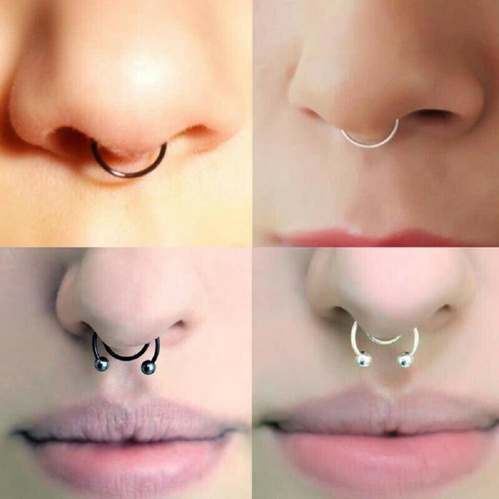 Khuyên kẹp xỏ mũi giả bằng thép y tế không gỉ