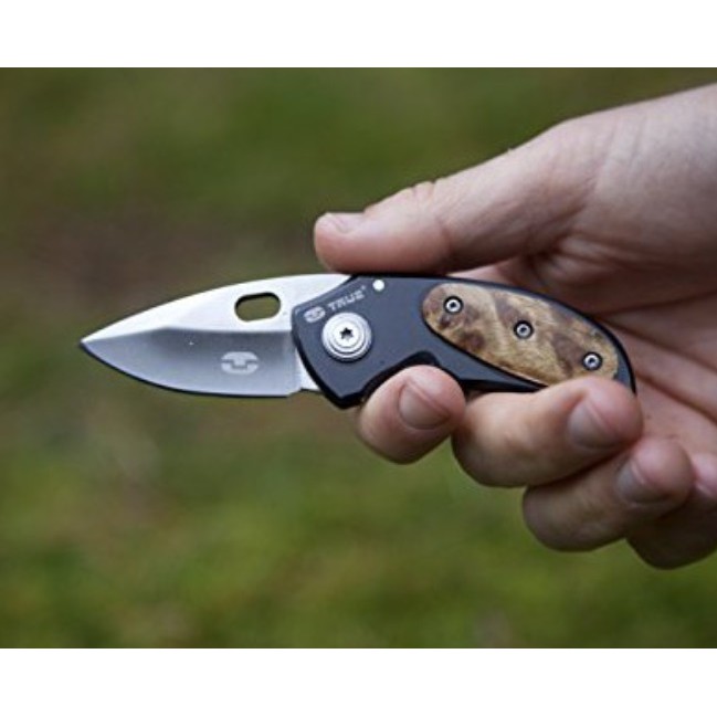 Dao xếp mini True Utility cán gỗ vân vàng đi phượt, du lịch,... siêu tiện lợi