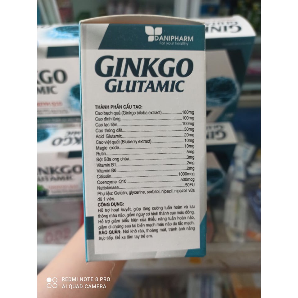 Viên uống bổ não, hoạt huyết, dưỡng não, tăng cường trí nhớ - GINKGO GLUTAMIC hộp 100 viên