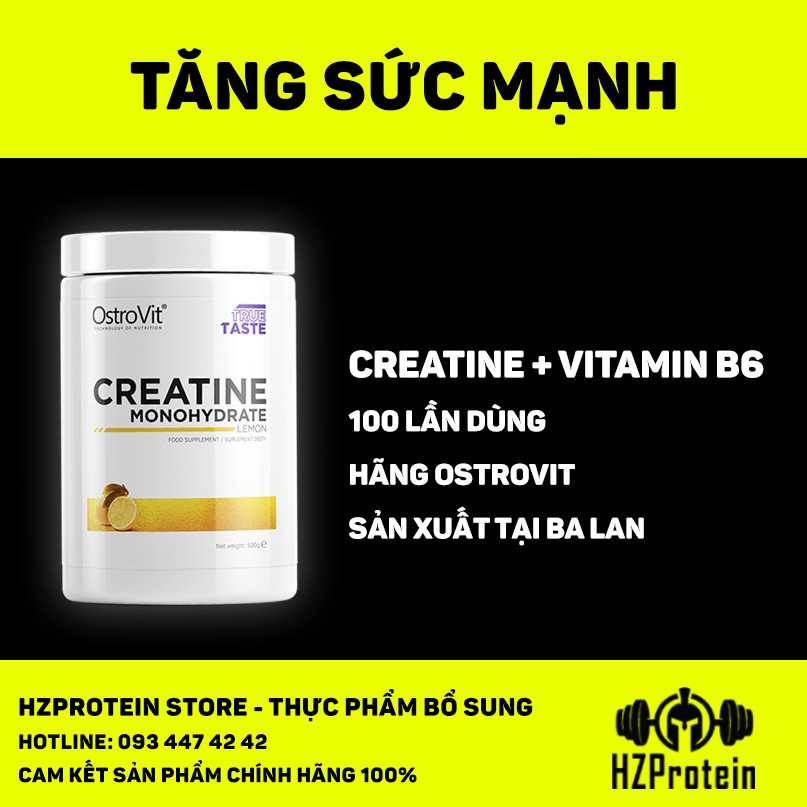 [Mã 99FMCG giảm 7% đơn 500K] CREATINE - TĂNG SỨC MẠNH CƠ BẮP, BỔ SUNG TAURINE VÀ VITAMIN B6 CỦA OSTROVIT (500g)