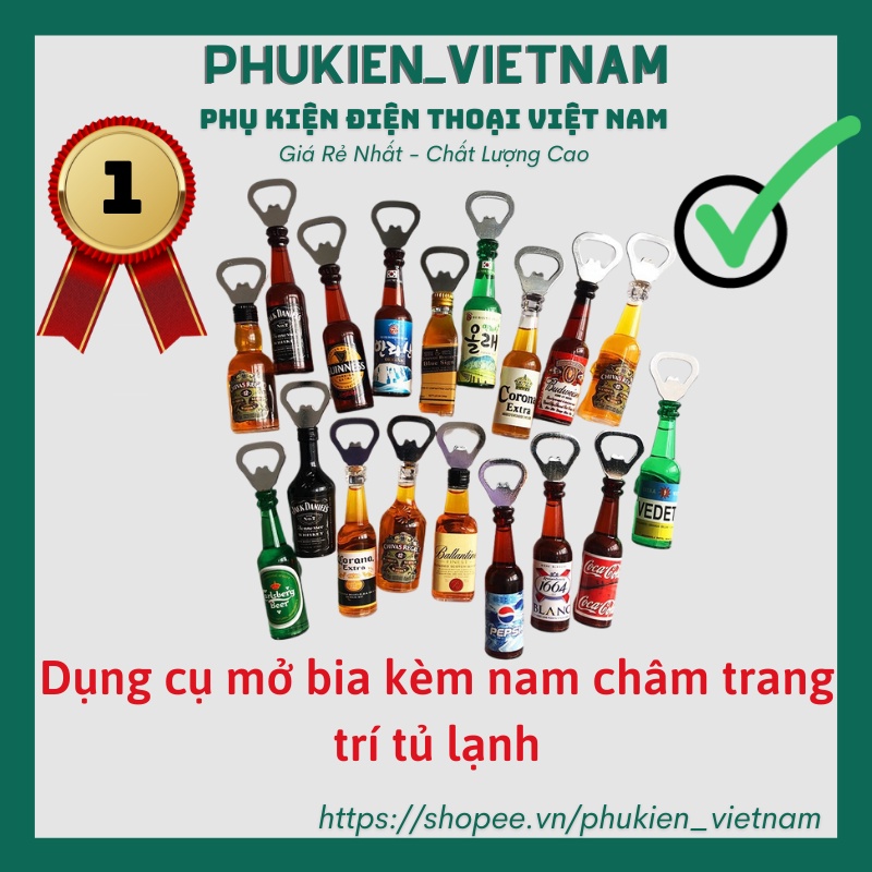 Dụng cụ mở bia kèm nam châm trang trí tủ lạnh hình chai bia, chai rượu đẹp mắt