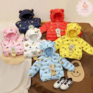 Áo khoác cho bé, áo phao gấu họa tiết hoạt hình cho bé trai bé gái mặc đi học đi chơi Binbo Kids 2022 size 9-20kg